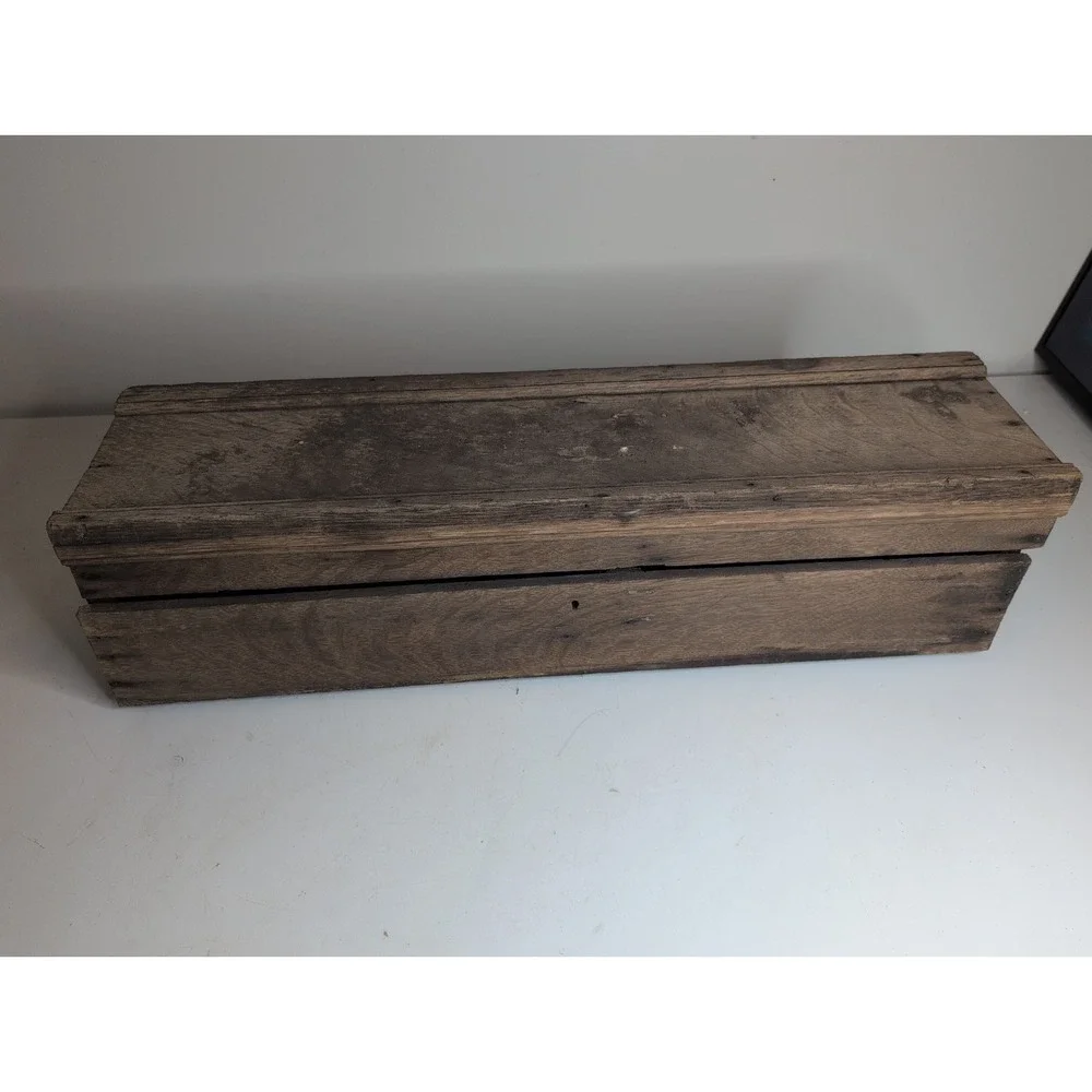Vintage Antique Wooden Tool Box Chest w/ Metal Handles 32